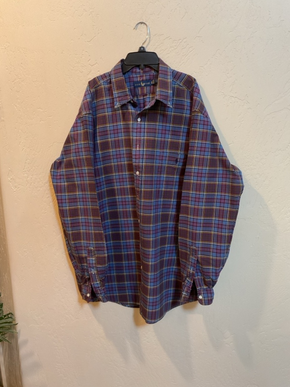 Ralph Lauren Men's Plaid Button-Down Shirt - Blue & Burgundy